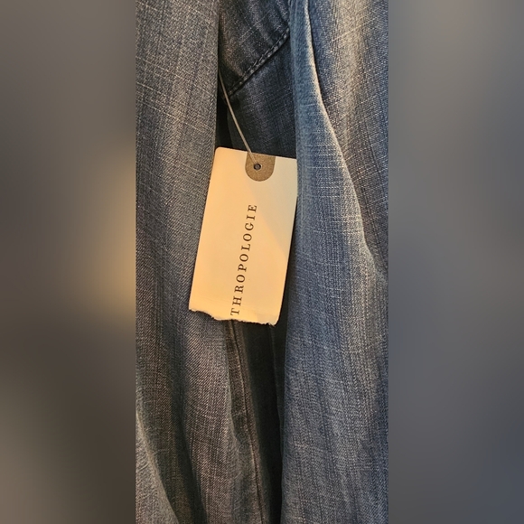 NWT Anthropologie Cloth & Stone denim dress with bow on back (size L) - Picture 6 of 8